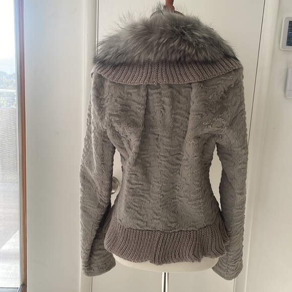 Grey Fur Knit Designer Jacket - Picture 4 of 10